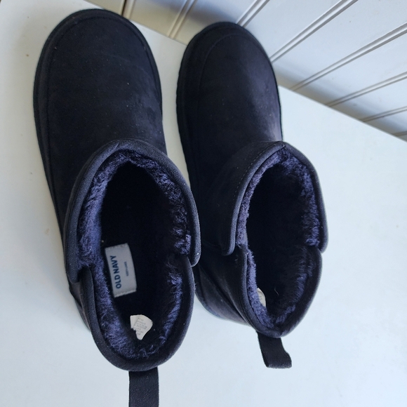 Old Navy Cozy Lined Faux Fur Winter Boots Ankle Booties Black Womens Size 7 - Picture 6 of 11